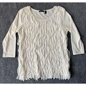 Womens Nue Options ruffled Top, Size S, Made in USA‎ , Color white Cream